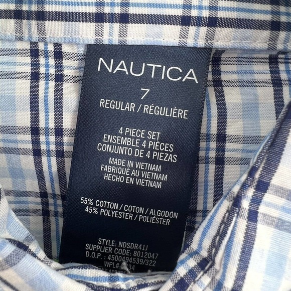 Nautica‎ Plaid Check Button Down Long Sleeve Shirt Boys 7 New - Picture 3 of 3